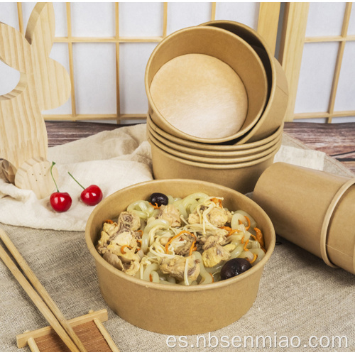 Cuenco de comida de papel kraft de arroz de fideos biodegradable